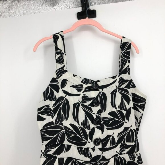 Rinascimento  black and white floral print sleeveless button front mini dress LG - Picture 9 of 11